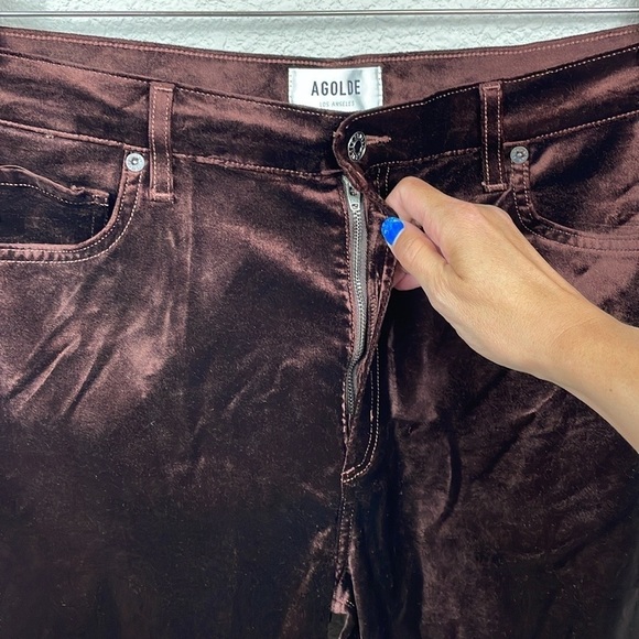 New Agolde Nico High Rise Slim Boot Pants in Chocolate Milk Velvet Sz 32 - Picture 6 of 14
